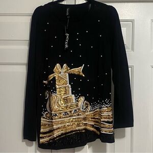 Black and Gold Long Sleeve Top
